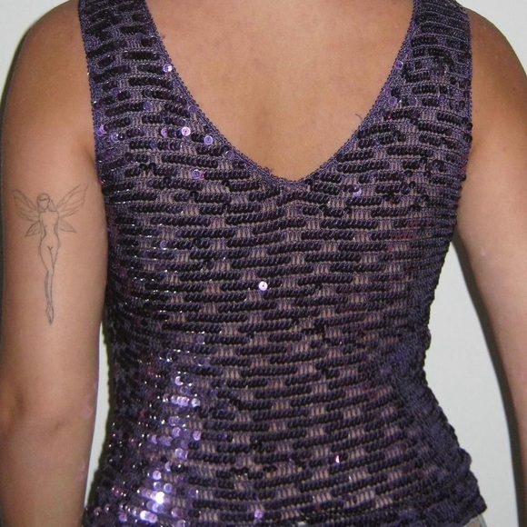 Purple sequin glitter party top - Picture 5 of 5